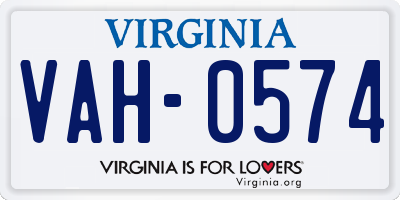 VA license plate VAH0574