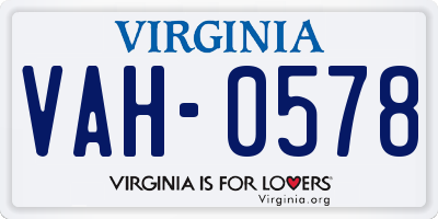 VA license plate VAH0578