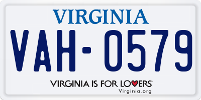 VA license plate VAH0579
