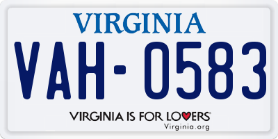 VA license plate VAH0583