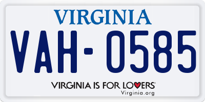 VA license plate VAH0585