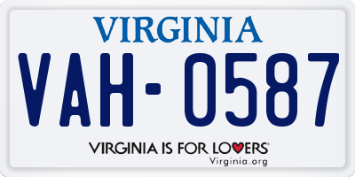 VA license plate VAH0587