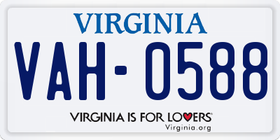 VA license plate VAH0588
