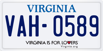 VA license plate VAH0589
