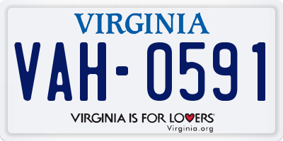 VA license plate VAH0591