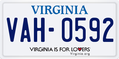 VA license plate VAH0592