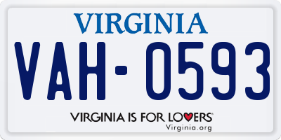 VA license plate VAH0593
