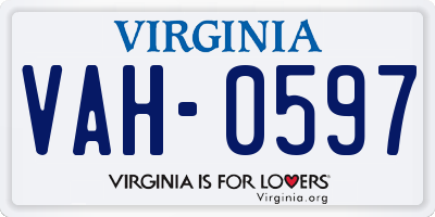 VA license plate VAH0597