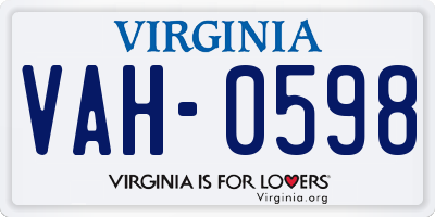 VA license plate VAH0598