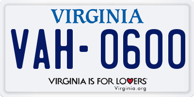 VA license plate VAH0600
