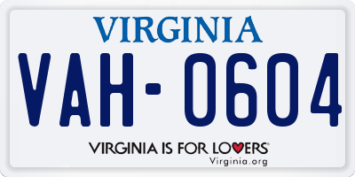 VA license plate VAH0604