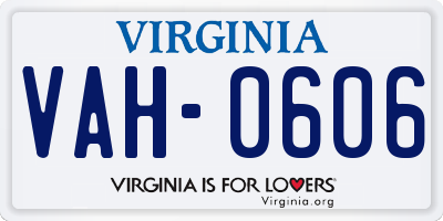VA license plate VAH0606
