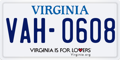 VA license plate VAH0608