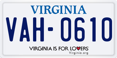 VA license plate VAH0610
