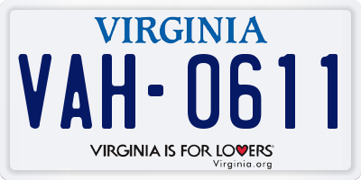 VA license plate VAH0611