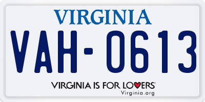 VA license plate VAH0613