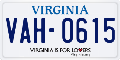 VA license plate VAH0615