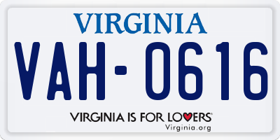 VA license plate VAH0616