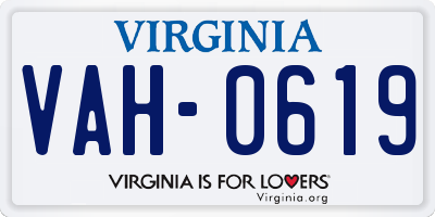VA license plate VAH0619