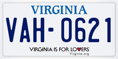 VA license plate VAH0621