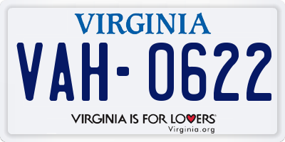 VA license plate VAH0622