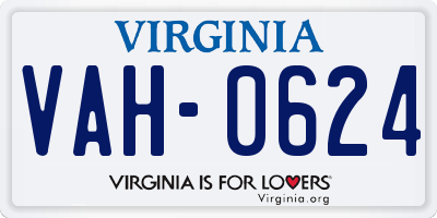 VA license plate VAH0624