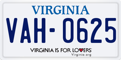 VA license plate VAH0625