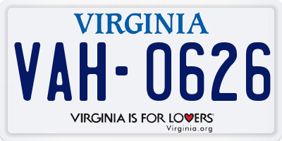 VA license plate VAH0626