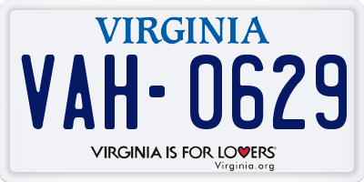 VA license plate VAH0629