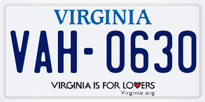 VA license plate VAH0630