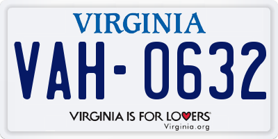 VA license plate VAH0632