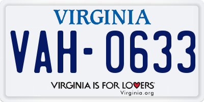 VA license plate VAH0633