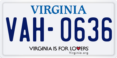 VA license plate VAH0636