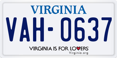 VA license plate VAH0637