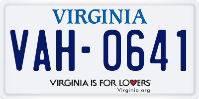 VA license plate VAH0641