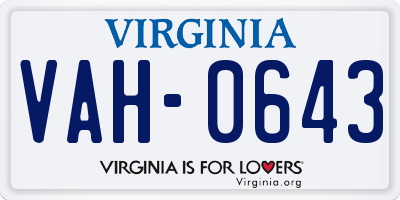 VA license plate VAH0643