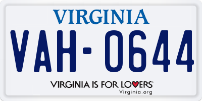 VA license plate VAH0644