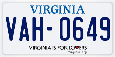 VA license plate VAH0649