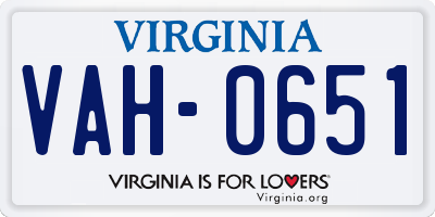 VA license plate VAH0651