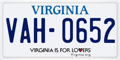 VA license plate VAH0652