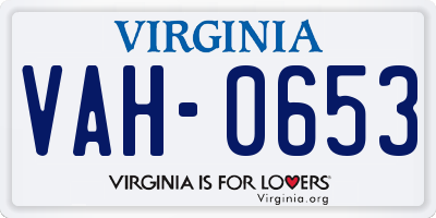 VA license plate VAH0653