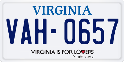 VA license plate VAH0657