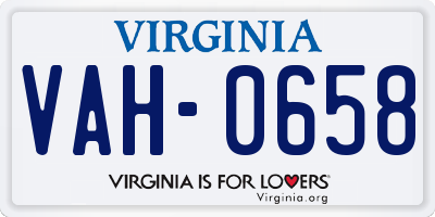VA license plate VAH0658