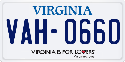 VA license plate VAH0660