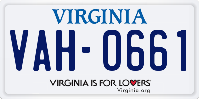VA license plate VAH0661