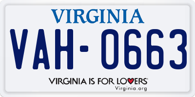 VA license plate VAH0663