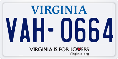 VA license plate VAH0664