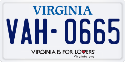 VA license plate VAH0665