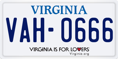 VA license plate VAH0666