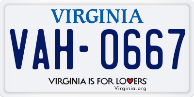 VA license plate VAH0667